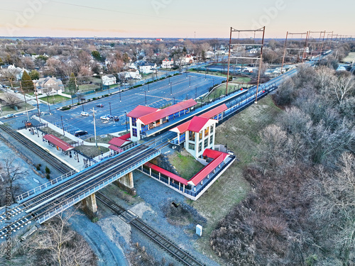 Aerial View of a Train Station