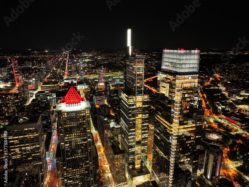 Aerial View of Center City Philadelphia at Night  photo
