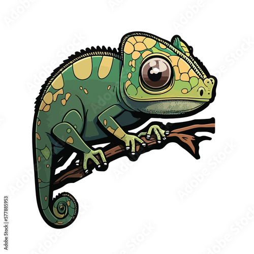 cute chameleon cartoon style