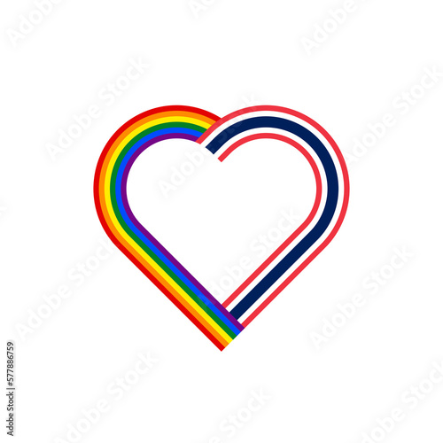 unity concept. heart ribbon icon of rainbow and thailand flags. PNG