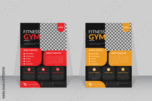 Gym fitness flyer and poster template
