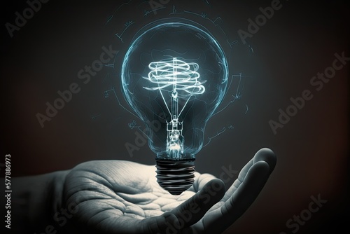 light bulb in hand , ai generated