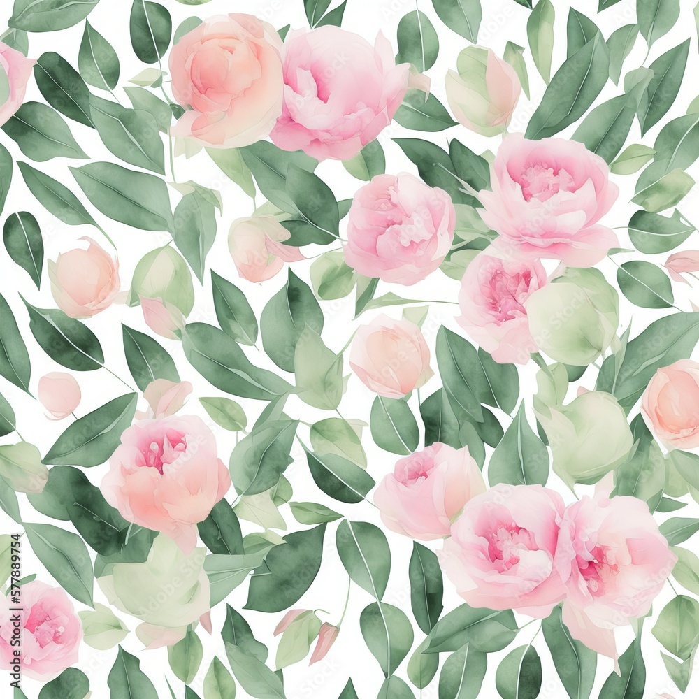 Pink roses watercolor background
