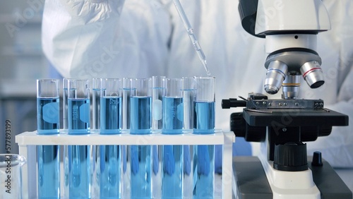 Canvas Print Science tubes to research and treat illness in a lab or hospital