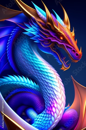 Dragon Illustration art in colorful 3D design
