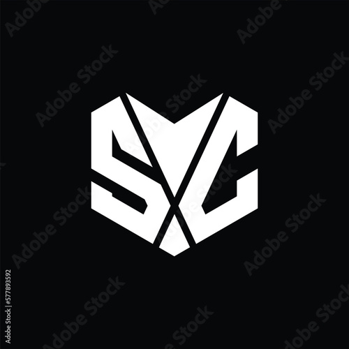 SC Logo monogram abstract hexagon vector images design template