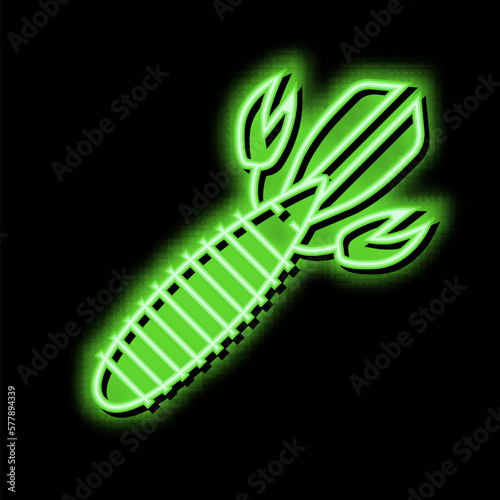 soft bait fishing accessory neon glow icon illustration