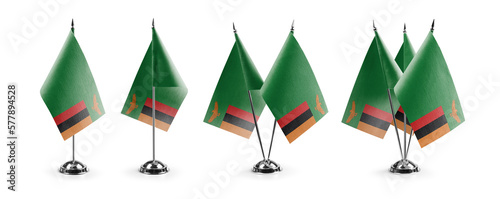 Small national flags of the Zambia on a white background