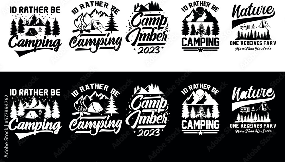 Free vector t-shirt bundle or poster design with illustration of a tent. Free vector t-shirt bundle or poster design with illustration of a tent.