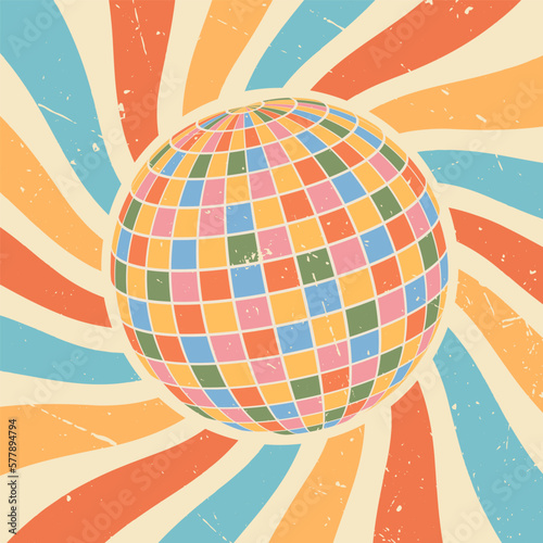 Disco ball. Disco ball in party style.