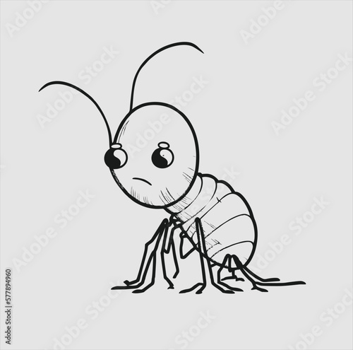 flea animal vector illustration design in cute doodle style. gray background