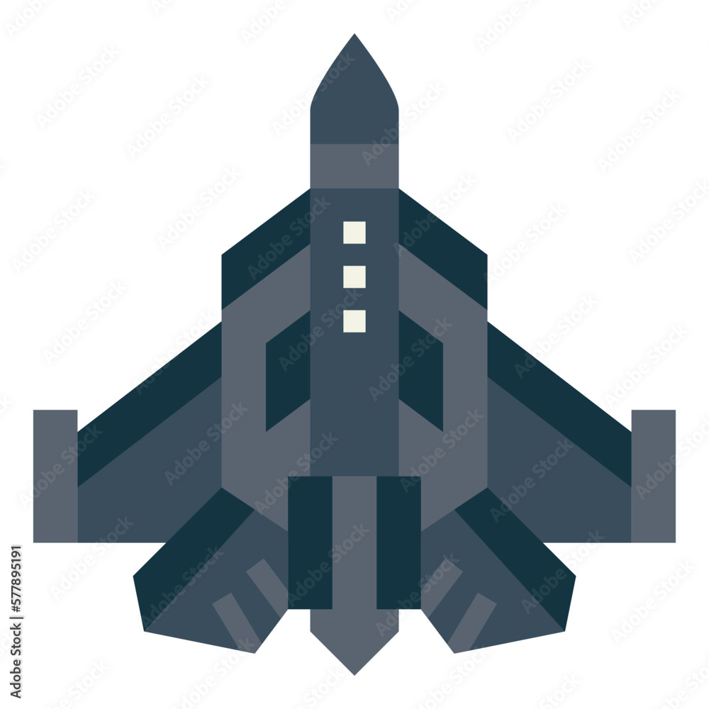 Fighter aircraft flat icon style