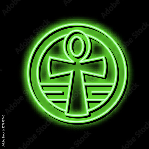cross ankh neon glow icon illustration
