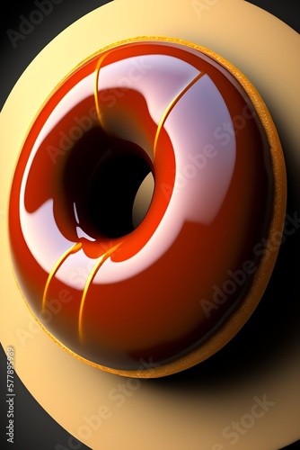 Donut in a plate - 3D Illustration