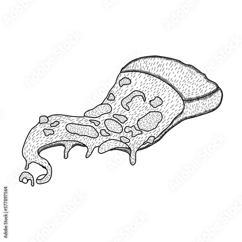 Hand drawing mushroom and vintage mushroom illustration black and white Pizza vintage coloring pages for kids