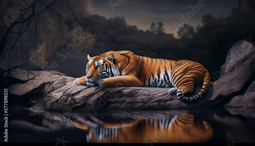 tiger in the jungle, Generative AI © Smilego