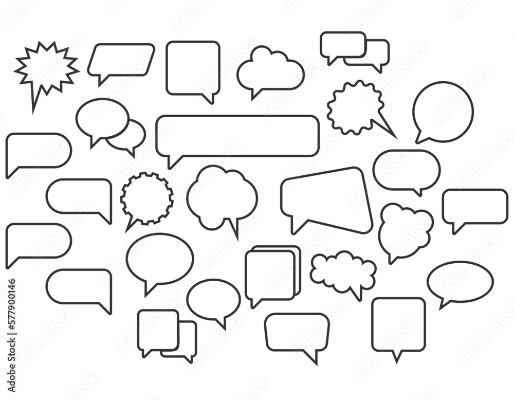 Fototapeta premium Set of speech buble icon. Simple chat line stroke vector. 