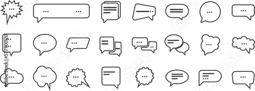 Set of speech buble icon. Simple chat line stroke vector. 