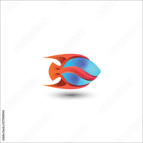 creative ocean fish gradient logo design
