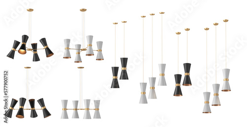 3d render Modern chandelier. isolated on background. 