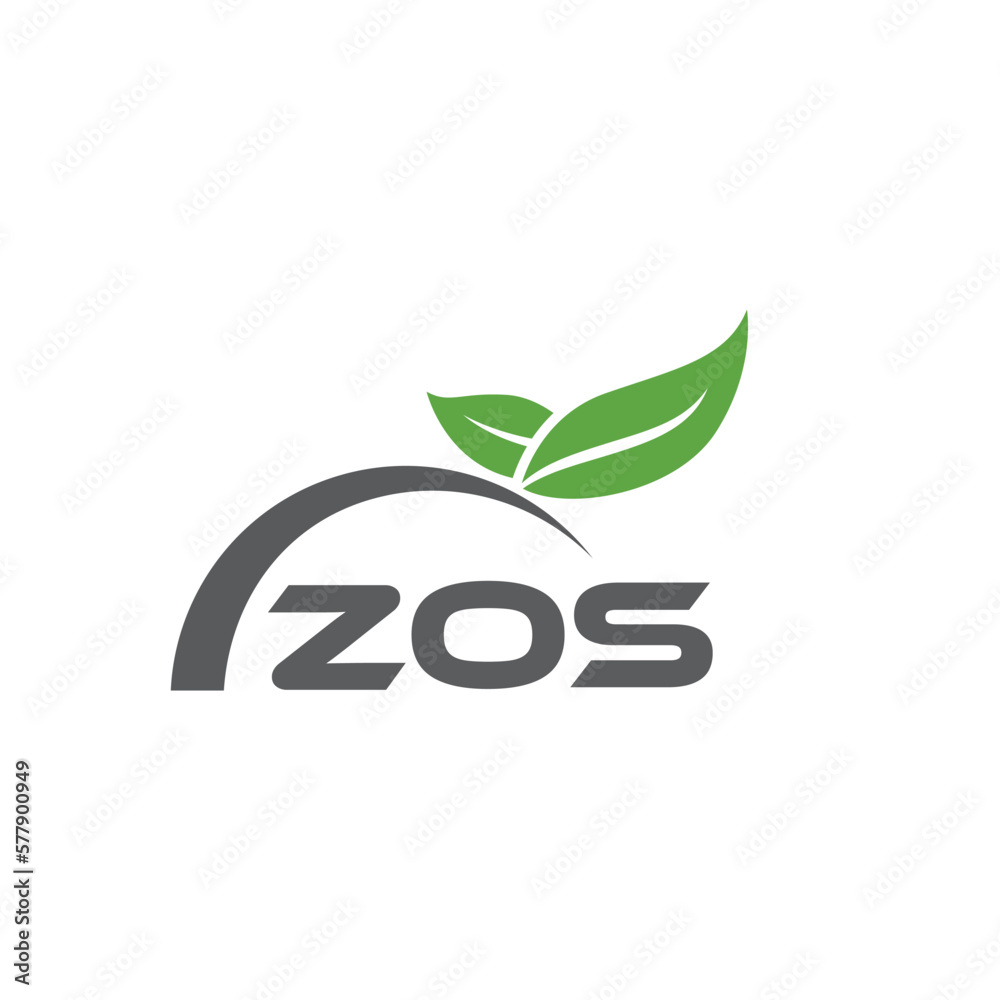 Fototapeta premium ZOS letter nature logo design on white background. ZOS creative initials letter leaf logo concept. ZOS letter design.