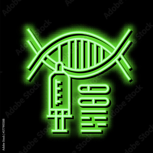 syringe molecular genetic neon glow icon illustration