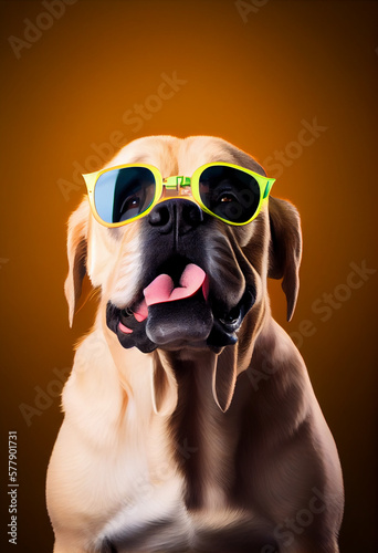 Fun picture of a dog wearing glasses