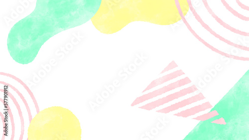 Pop pastel color geometric pattern background Cute hand drawn watercolor illustration / ポップなパステルカラーの幾何学模様の背景 かわいい手描きの水彩イラスト