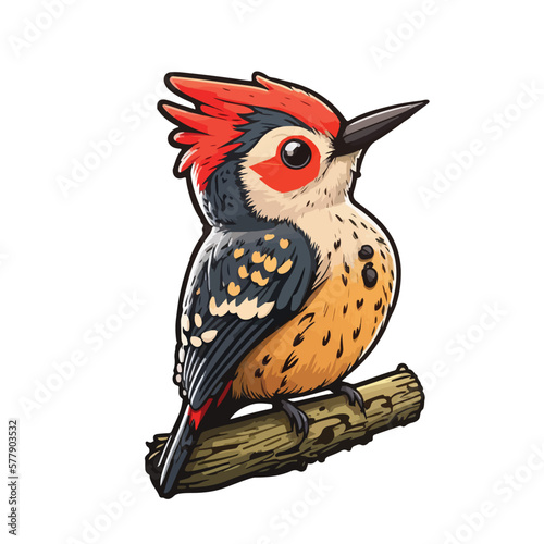 cute woodpecker cartoon style