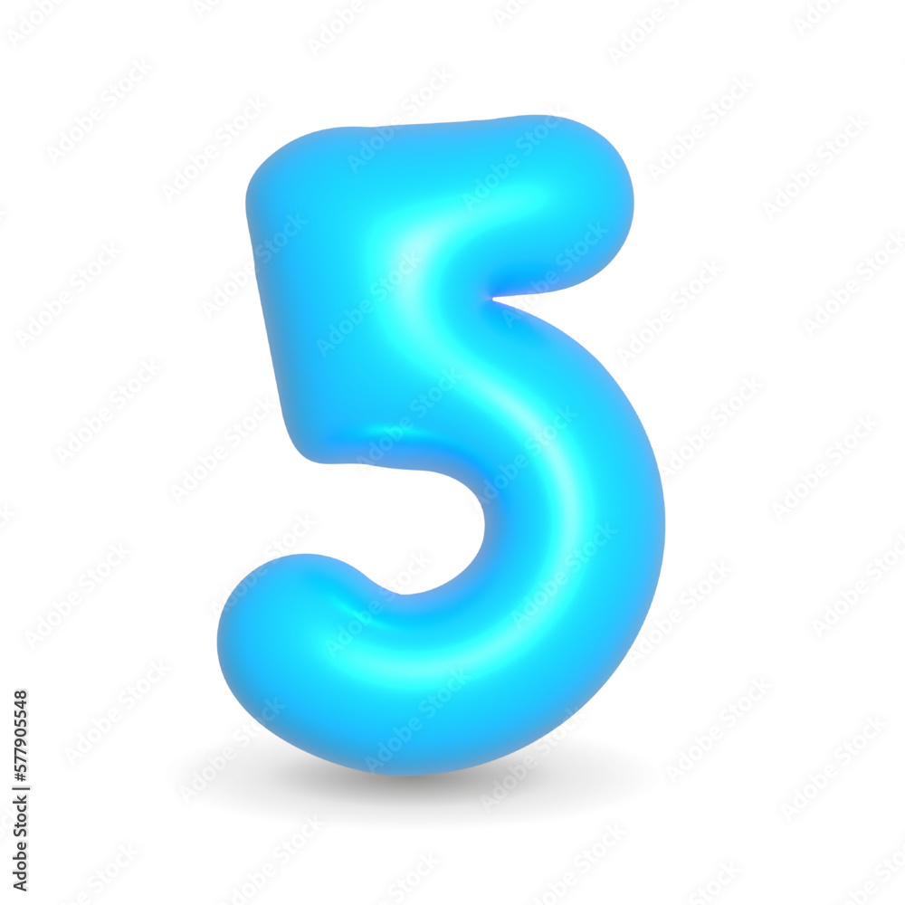 Number Five 5. Sky Blue Balloon 3d rendered. Realistic design element for events. Happy Birthday, Anniversary Party and events. 3d Render illustration isolated on white background with alpha channel. Number Five 5. Sky Blue Balloon 3d rendered. Realistic design element for events. Happy Birthday, Anniversary Party and events. 3d Render illustration isolated on white background with alpha channel.