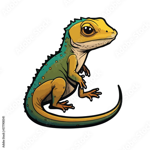 cute house lizard cartoon style