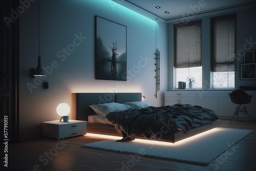 Fotomurale Cool bedroom with led light