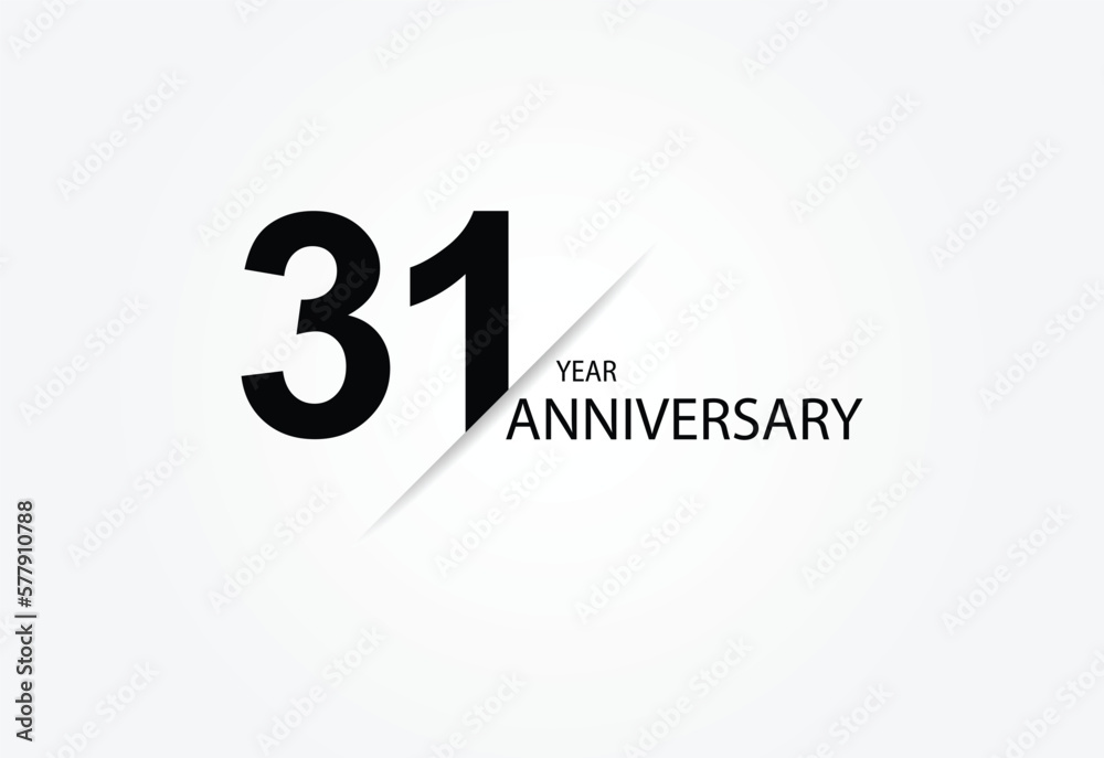 31 years anniversary logo template isolated on white, black and white background. 31th anniversary logo. 31 years anniversary logo template isolated on white, black and white background. 31th anniversary logo.