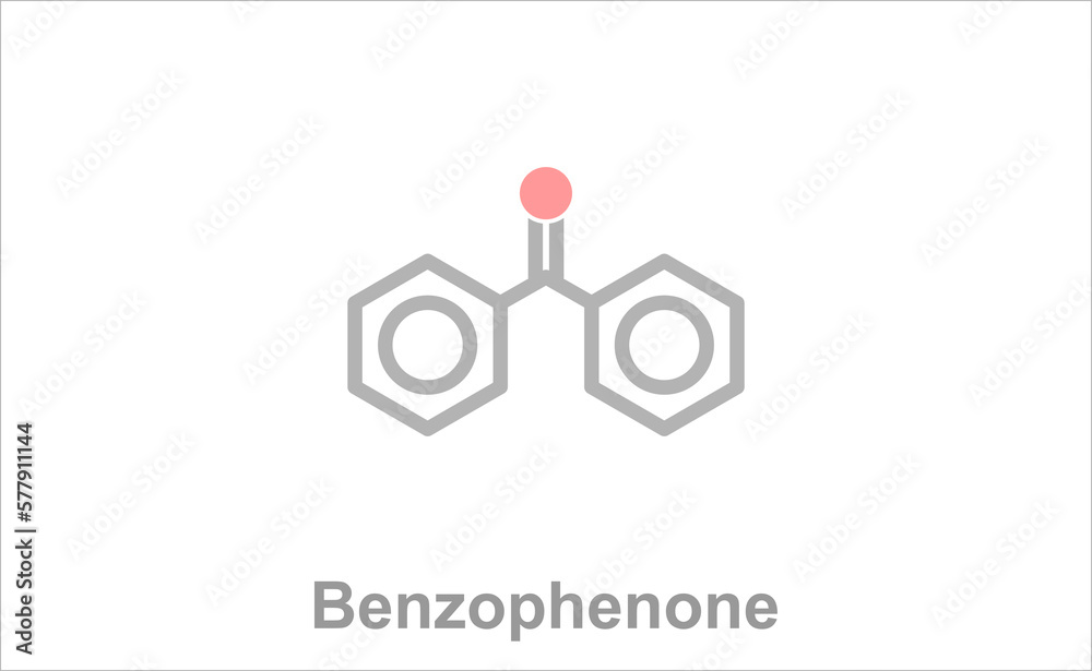 Simplified formula icon of benzophenone. Use in printing industry and for bloomy perfumes.