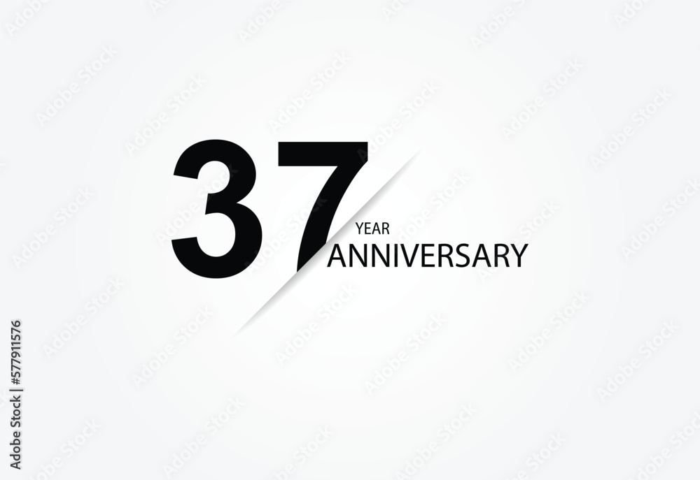 37 years anniversary logo template isolated on white, black and white background. 37th anniversary logo. 37 years anniversary logo template isolated on white, black and white background. 37th anniversary logo.