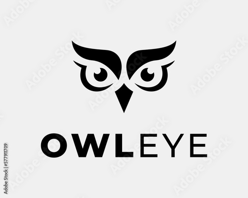 Owl Wisdom Eye Sight Look Vision Watching Head Face Beak Nocturnal Bird Simple Vector Logo Design