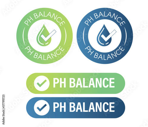 PH balanced vector icon set with drop symbol, neutral PH abstract