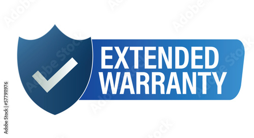 extended warranty vector icon with tick mark, blue in color