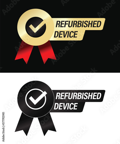 'refurbished device' elegant golden vector icon isolated on dark background