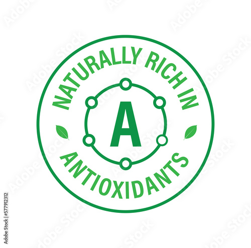 naturally rich in antioxidants vector icon, antioxidant symbol, green in color