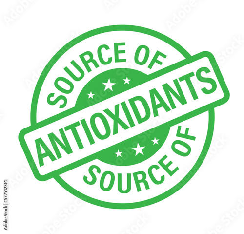 source of antioxidants vector stamp template, green in color