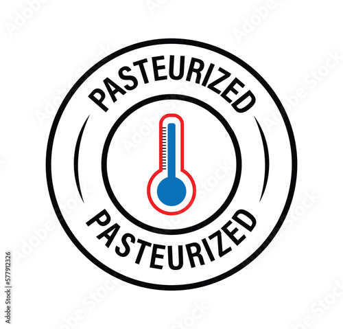 pasteurized milk abstract. pasteurized vector icon with thermometer, black in color