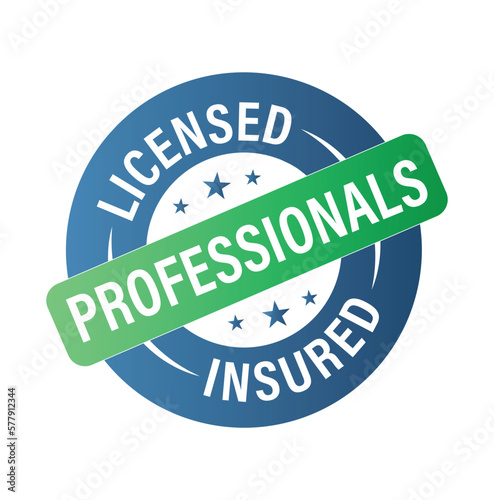 licensed insured professional vector icon, blue and green in color