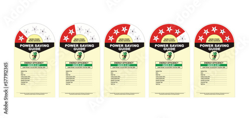 'power saving guide' vector illustration, energy efficiency indication label, 5 star, 4 star, 3 star ratings, energy efficiency abstract