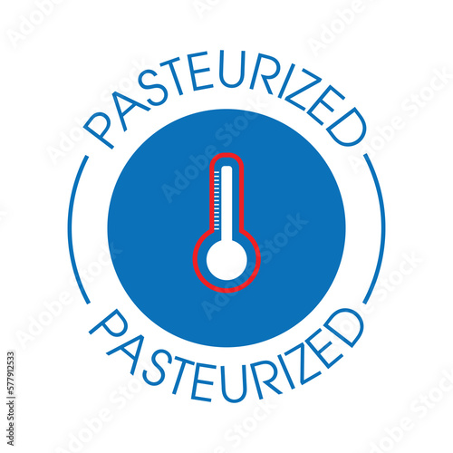 pasteurized vector stamp, blue in color pasteurization abstract