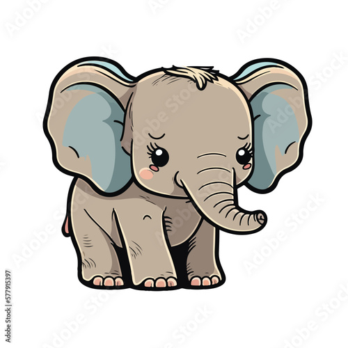 cute elephant cartoon style
