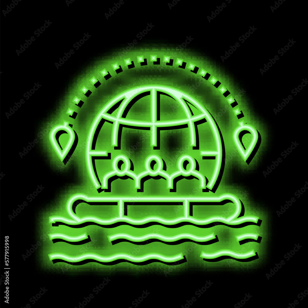 rafting tourism neon glow icon illustration
