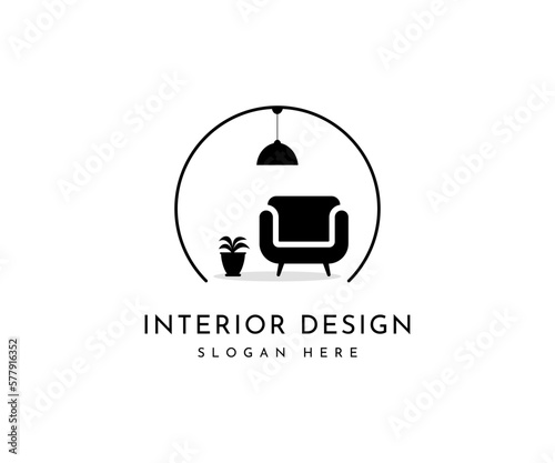 Interior minimalist room. Minimalist furniture logo design style