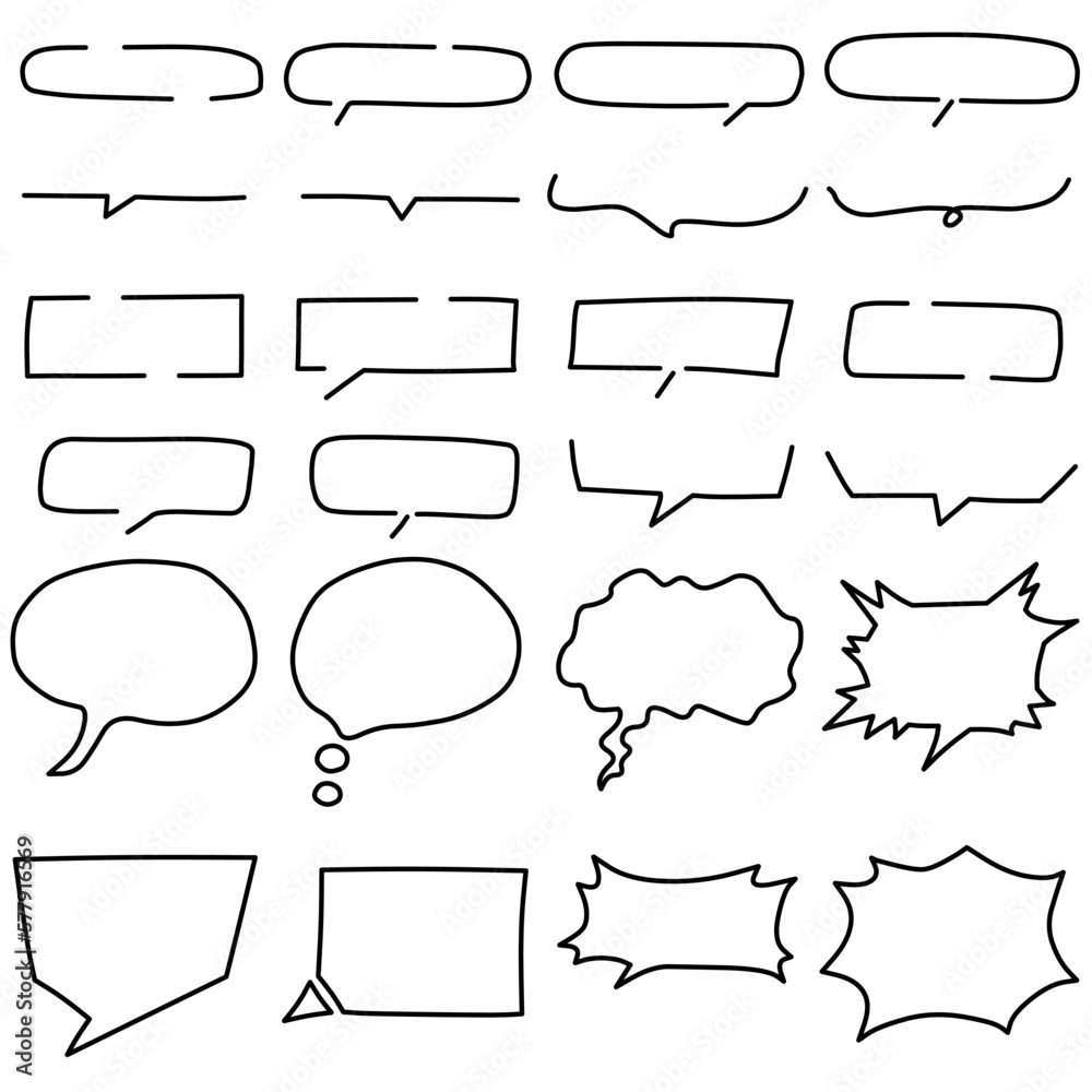 Obraz premium 手描き風シンプル吹き出し線画24点セット