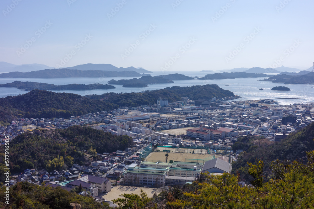 日本の岡山県玉野市の天狗山の美しい風景